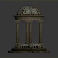 Rusted Dome Structure With Classical Columns And Ornate Stone Base Design 3d model