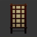 Traditional Red Wooden Lantern With Lattice Panels And Square Top
