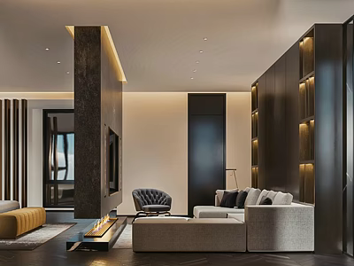 Modern Comfortable Bedroom Interior Design With Soft Lighting And Wooden Furniture 3d model