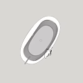 Sleek Freestanding Bathtub In Modern Bathroom With Curved Faucet And Towel
