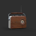 Vintage Retro Audio Speaker With Wooden Panel Portable Handle And Antenna