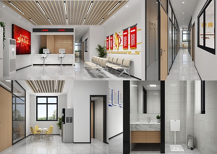 Petition Center Office Hall Convenience Service Center Reception Center Corridor Toilet Waiting Area led Screen Air Conditioning Glass Partition Door 3d model