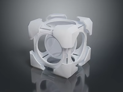 White 3D Printed Geometric Model With Circular Holes And Smooth Surface 3d model