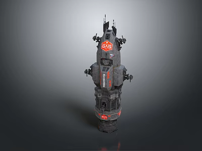Industrial Mechanical Equipment With Multi Layer Structure Red Markings And Mechanical Components 3d model