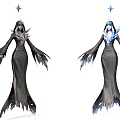 Game Movie Characters In Dark And Blue Long Robes With Star Headpieces And Tattered Edges