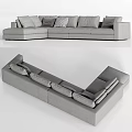 Modern Grey L Shaped Fabric Sectional Sofa With Multiple Plush Cushions 3d model