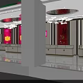 Luxury Jewelry Store Interior With Red Accent Walls Display Cases And Chandeliers