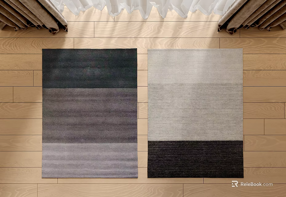 Square Carpets With Gradient Color Patterns On Wooden Floor Home Decor Ideas 3d model