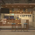 Cozy Modern Cafe Interior With Red Brick Wall and Hanging Lights Tables Chairs and Shelves