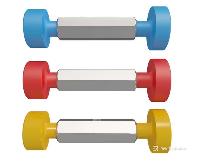 Colorful Blue Red Yellow Dumbbells for Home Gym Fitness Workout Equipment 3d model 