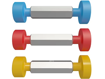 Colorful Blue Red Yellow Dumbbells for Home Gym Fitness Workout Equipment 3d model
