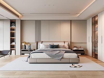 Light Luxury Bedroom Double Bedroom Background 3d model