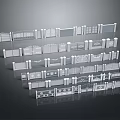 Various White Metal Fences With Different Designs And Styles Arranged In Multi Layer Structure 3d model