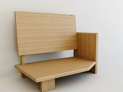 Modern Minimalist Wooden Single Chair With Simple Backrest And Seat Design 3d model