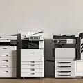 Multifunctional Office Appliances Printers Copiers White Black Design Control Panels Paper Drawers Setup 3d model