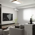 Modern Living And Dining Room Interior With Comfortable Sofa Dining Table And Green Plants