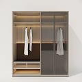 Modern Wooden Wardrobe Interior Design With Glass Doors Hanging Area And Lighting
