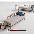 Nordic Style Chaise Log Sofa 3d model