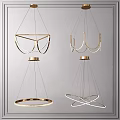 Elegant Modern Gold Geometric Chandeliers Hanging For Interior Design 3d model