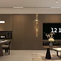 Modern Living and Dining Room Interior With Sofa Coffee Table TV And Decorative Painting