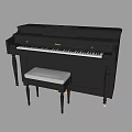 Classic Black Upright Piano Musical Instrument With White Bench And Smooth Surface
