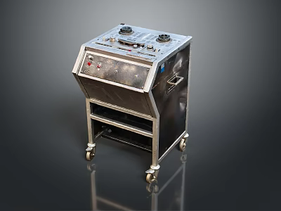 Mobile Computer Control Cart With Metal Frame Multiple Shelves And Wheels 3d model
