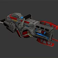 Futuristic Red Silver Mechanical Sci Fi Weapon With Blue Energy And Detailed Structure