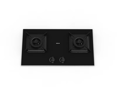 FOTILE Modern Black Glass Gas Stove With Double Burners Kitchen Appliance 3d model