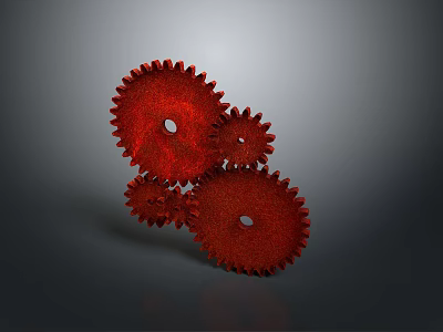 Red Gear Shaped Modern Lighting Fixture Combination With Unique Design And Metal Frame 3d model