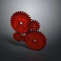 Red Gear Shaped Modern Lighting Fixture Combination With Unique Design And Metal Frame