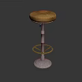 Yellow Leather Bar Stool With Metal Frame Circular Footrest And Silver Base 3d model