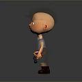 3D Cartoon Boy In Brown Cap White Shirt Overalls With Green Patch And Tool