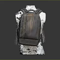 Vintage Worn Texture Backpack Displayed On White Mannequin With Gray Background 3d model