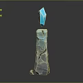 Decorative Ornament Set with Blue Crystal and Cracked Stone Pillar Design