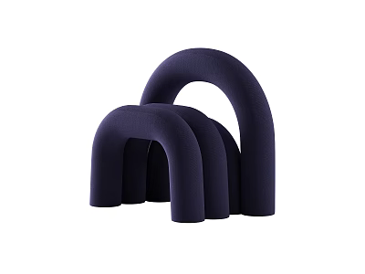 Modern Navy Blue Curved Design Upholstered Single Chair For Home Living Room Decor 3d model