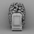 HUM Stone Enclosed Stove With Burning Flames And Modern Design
