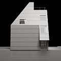 Modern White Architectural Model With Unique Multi Level Design And Open Staircase 3d model