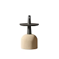 Modern Minimalist Side Table With Beige Stone Base And Black Round Tray 3d model