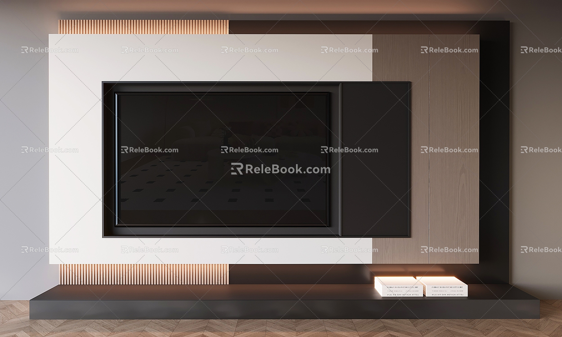 TV background wall TV wall embedded TV background wall model