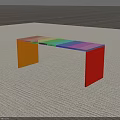 Transparent Coffee Table With Rainbow Colored Tabletop Red Legs And Rainbow Light Shadow On Floor 3d model