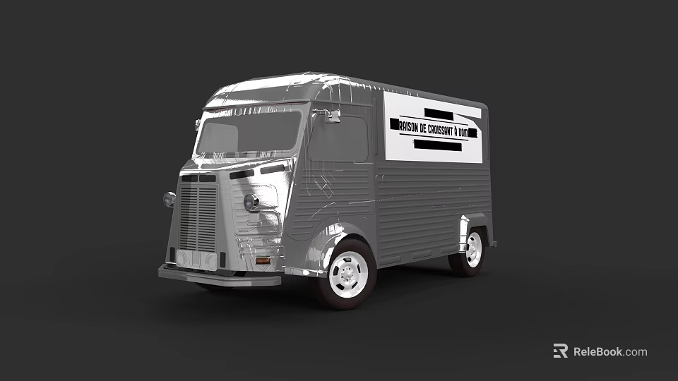 Coffee And Cookie Silver Food Truck With Sleek Modern Exterior Design 3d model 