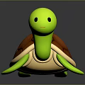 Adorable Green Turtle Character With Brown Textured Shell In 3D Cartoon Design