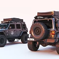 Adventure Ready Off Road Vehicle with Roof Rack LED Lights Bull Bar and Large Tires