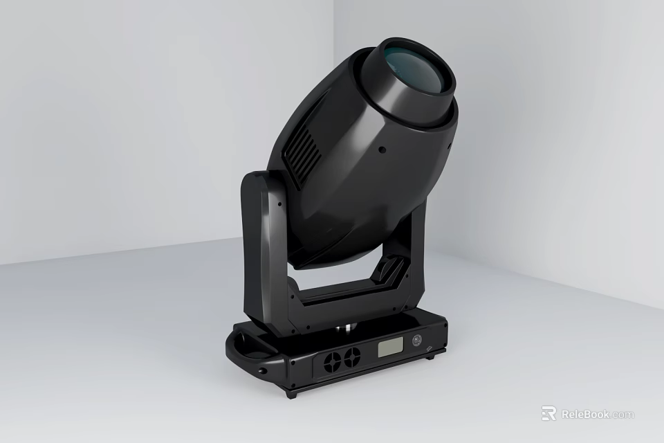 Black Stage Downlight Spotlight With Moving Head And Professional Lighting Design 3d model 