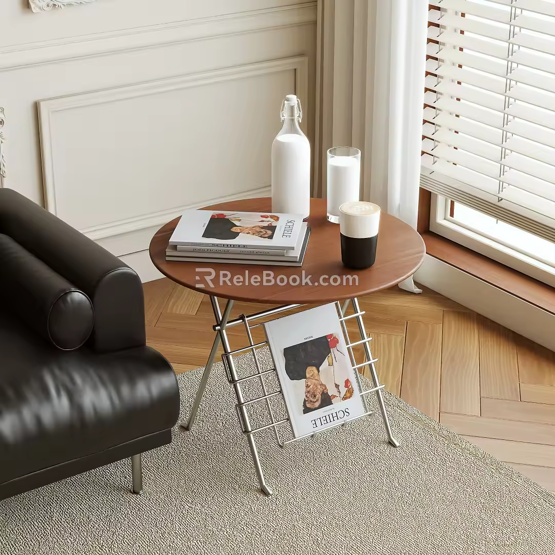 Log wind side table small coffee table 3d model