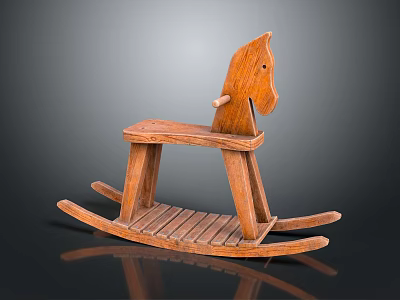 Handcrafted Wooden Rocking Horse With Classic Design And Smooth Edges For Childrens Play 3d model