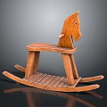 Handcrafted Wooden Rocking Horse With Classic Design And Smooth Edges For Childrens Play