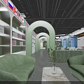 Specialty Store with Transparent Glass Building Display Cabinets International Flags and Cake