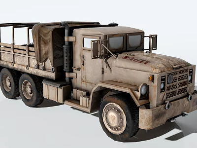 Vintage Utility Truck Khaki Colored With Open Cargo Bed And Multi Wheeled For Coal Hauling 3d model