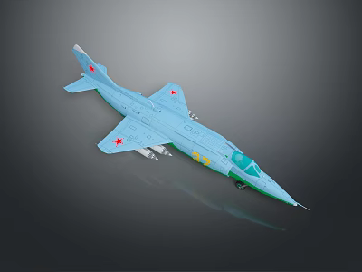 Light Blue Military Airplane Model With Red Star Emblems And Yellow Number 58 3d model